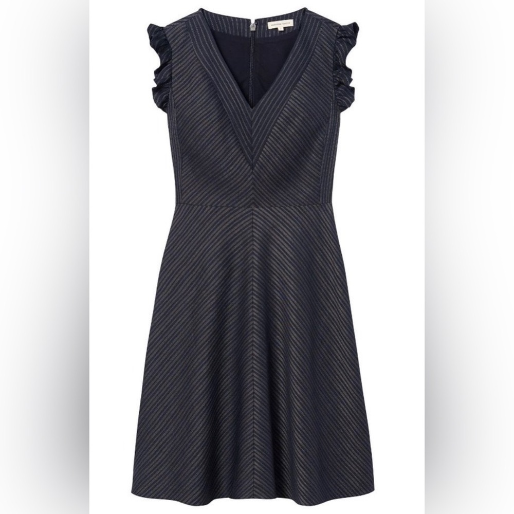Rebecca Taylor Linen Blend Suiting Sleeveless V-Neck Dress Academia Office, 8